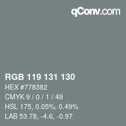 颜色代码: RGB 119 131 130 | qconv.com