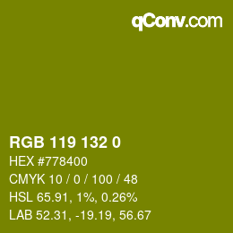 カラーコード: RGB 119 132 0 | qconv.com