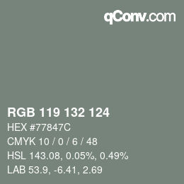 颜色代码: RGB 119 132 124 | qconv.com