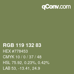Farbcode: RGB 119 132 83 | qconv.com