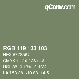 Farbcode: RGB 119 133 103 | qconv.com