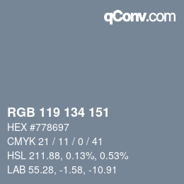 Color code: RGB 119 134 151 | qconv.com