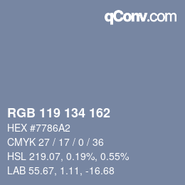Color code: RGB 119 134 162 | qconv.com