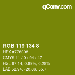 カラーコード: RGB 119 134 8 | qconv.com