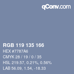 颜色代码: RGB 119 135 166 | qconv.com