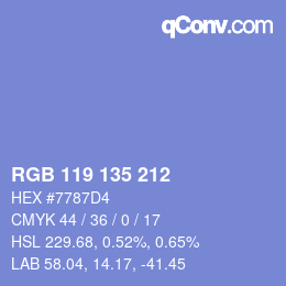 颜色代码: RGB 119 135 212 | qconv.com