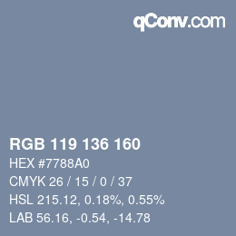 Color code: RGB 119 136 160 | qconv.com