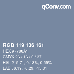 Color code: RGB 119 136 161 | qconv.com