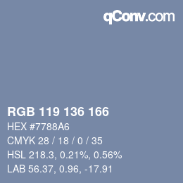 Color code: RGB 119 136 166 | qconv.com