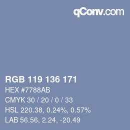 Color code: RGB 119 136 171 | qconv.com