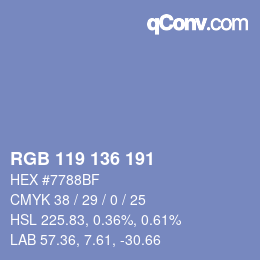 Color code: RGB 119 136 191 | qconv.com