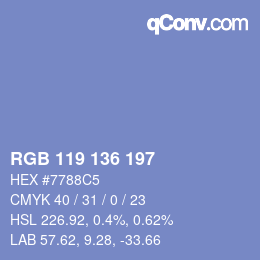 Código de color: RGB 119 136 197 | qconv.com