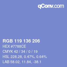 Color code: RGB 119 136 206 | qconv.com