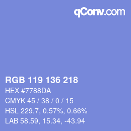 Color code: RGB 119 136 218 | qconv.com