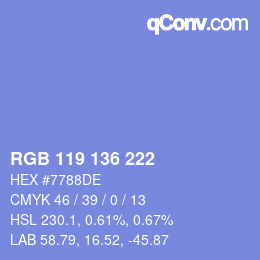 Color code: RGB 119 136 222 | qconv.com