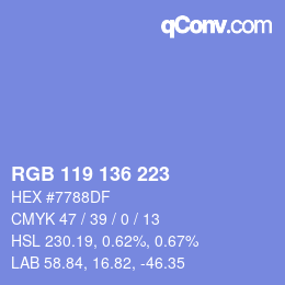 Color code: RGB 119 136 223 | qconv.com
