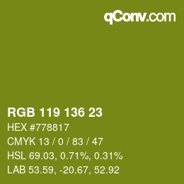 Color code: RGB 119 136 23 | qconv.com