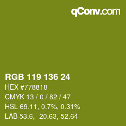 Color code: RGB 119 136 24 | qconv.com