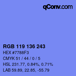 Color code: RGB 119 136 243 | qconv.com