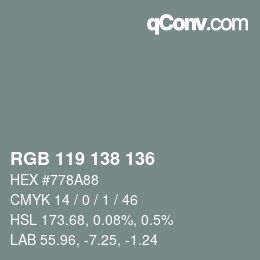 Farbcode: RGB 119 138 136 | qconv.com