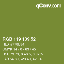Farbcode: RGB 119 139 52 | qconv.com