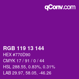 カラーコード: RGB 119 13 144 | qconv.com