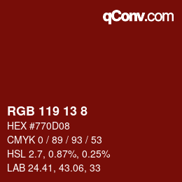 カラーコード: RGB 119 13 8 | qconv.com