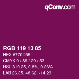 カラーコード: RGB 119 13 85 | qconv.com