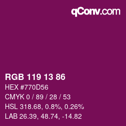 Color code: RGB 119 13 86 | qconv.com