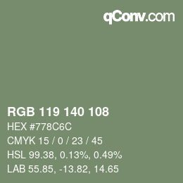 颜色代码: RGB 119 140 108 | qconv.com