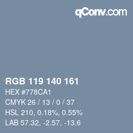 Código de color: RGB 119 140 161 | qconv.com