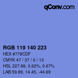 Color code: RGB 119 140 223 | qconv.com