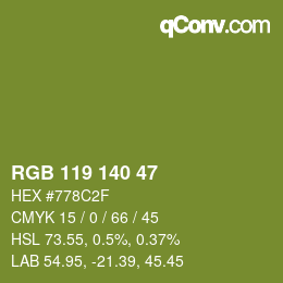 Farbcode: RGB 119 140 47 | qconv.com