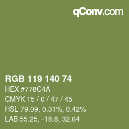 颜色代码: RGB 119 140 74 | qconv.com