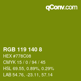 颜色代码: RGB 119 140 8 | qconv.com