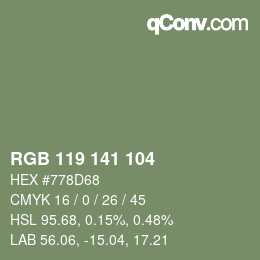 颜色代码: RGB 119 141 104 | qconv.com