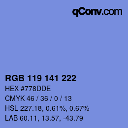 カラーコード: RGB 119 141 222 | qconv.com