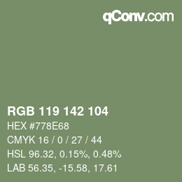 Farbcode: RGB 119 142 104 | qconv.com