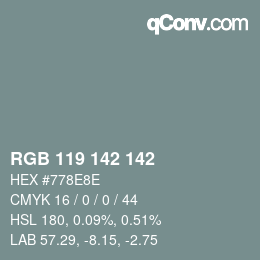Color code: RGB 119 142 142 | qconv.com