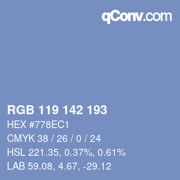 Color code: RGB 119 142 193 | qconv.com