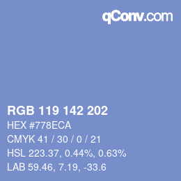 Color code: RGB 119 142 202 | qconv.com