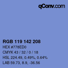 Farbcode: RGB 119 142 208 | qconv.com
