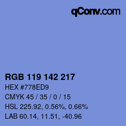 Color code: RGB 119 142 217 | qconv.com