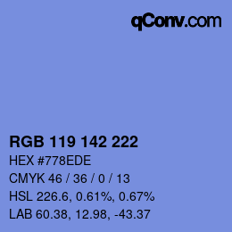 Color code: RGB 119 142 222 | qconv.com