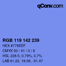 Color code: RGB 119 142 239 | qconv.com