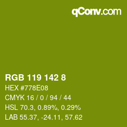 Color code: RGB 119 142 8 | qconv.com