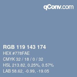 カラーコード: RGB 119 143 174 | qconv.com