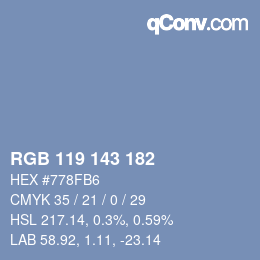颜色代码: RGB 119 143 182 | qconv.com