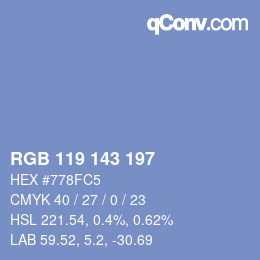 Código de color: RGB 119 143 197 | qconv.com