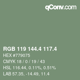 カラーコード: RGB 119 144.4 117.4 | qconv.com
